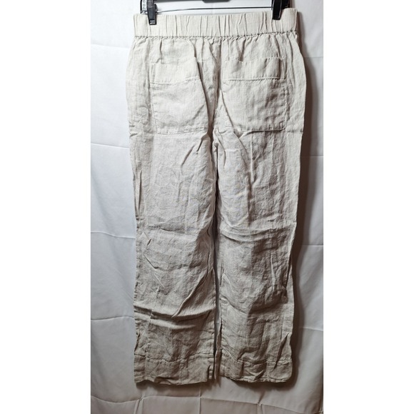 EVERLANE The Linen Easy Pant Sz L Striped Elastic Waist Pull-On Nautical Resort - Picture 3 of 8